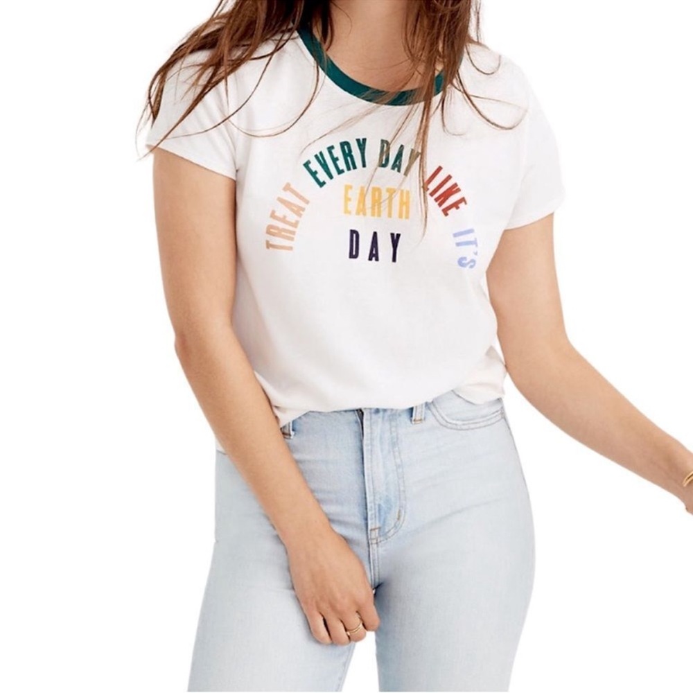 Madewell Treat Every Day Like It's Earth Day Lo-Fi Shrunken Tee Size Medium